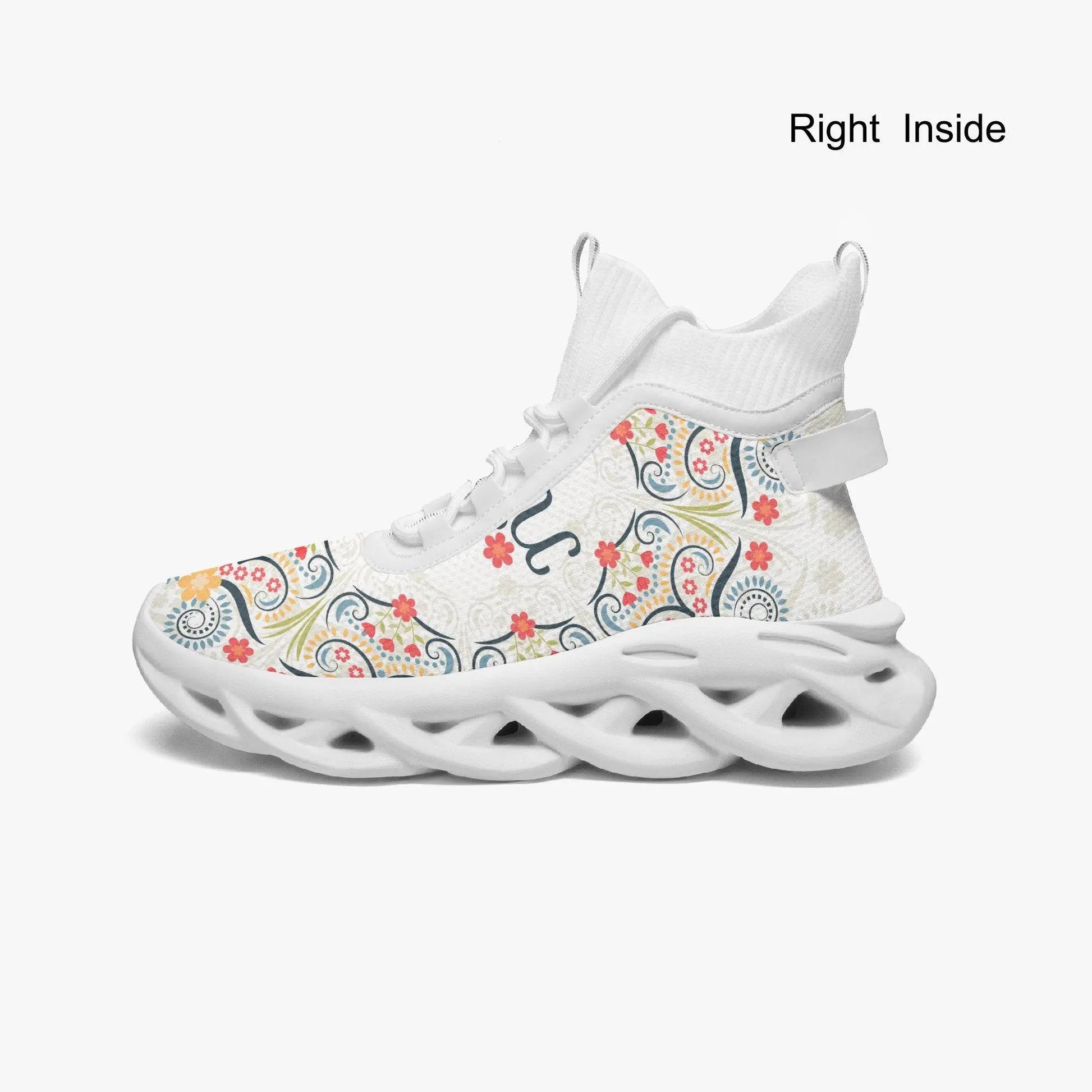High Top Bounce White Mesh Knit Sneakers - IVORYNN