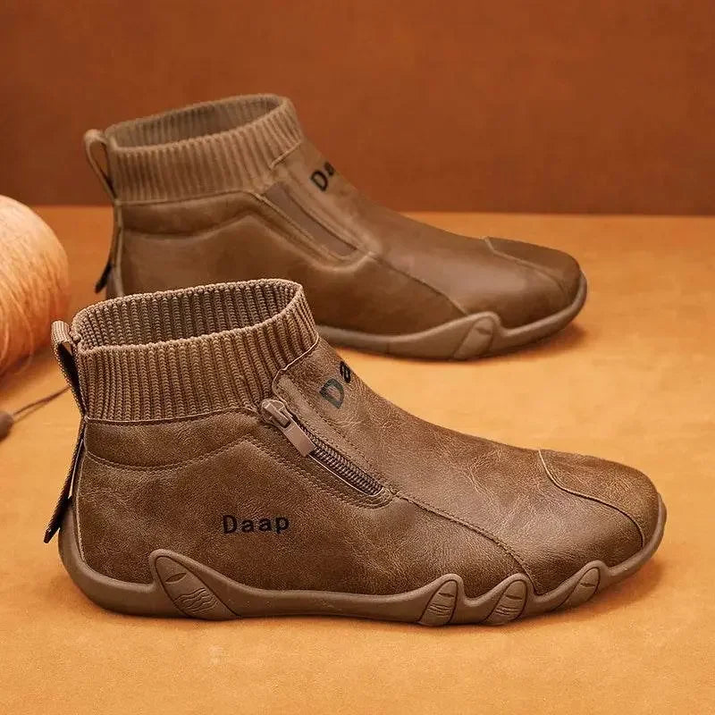 High-Top Casual Leather Waterproof Boot - IVORYNN