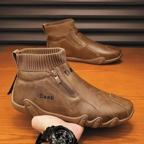 High-Top Casual Leather Waterproof Boot - IVORYNN