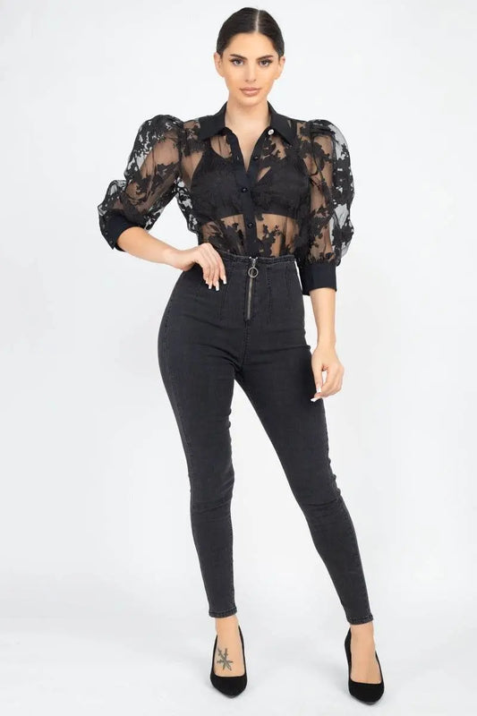 High Waist Black Denim Jeans