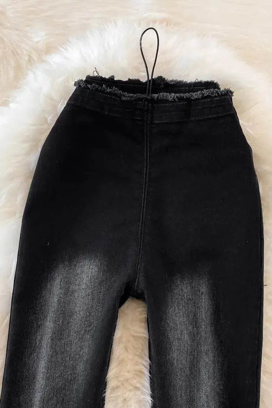 High Waisted Slim Wide Micro Flared Jeans - IVORYNN