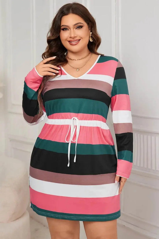 Honey Striped Long Sleeve Mini Dress - IVORYNN