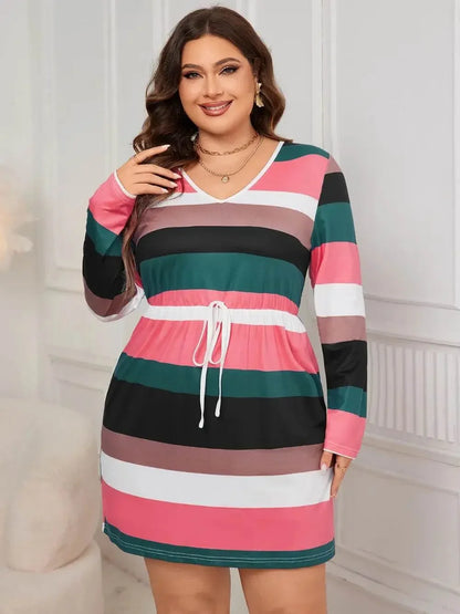 Honey Striped Long Sleeve Mini Dress - IVORYNN