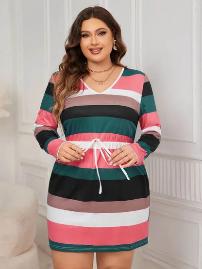 Honey Striped Long Sleeve Mini Dress - IVORYNN