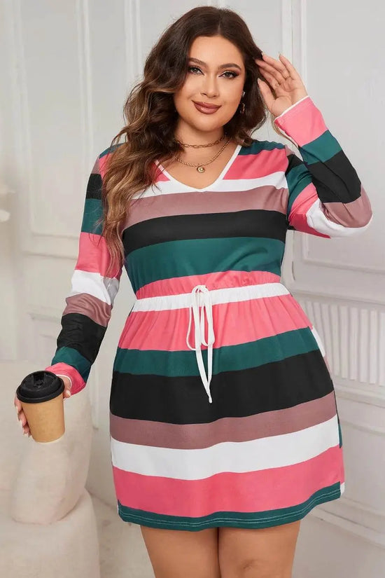Honey Striped Long Sleeve Mini Dress - IVORYNN