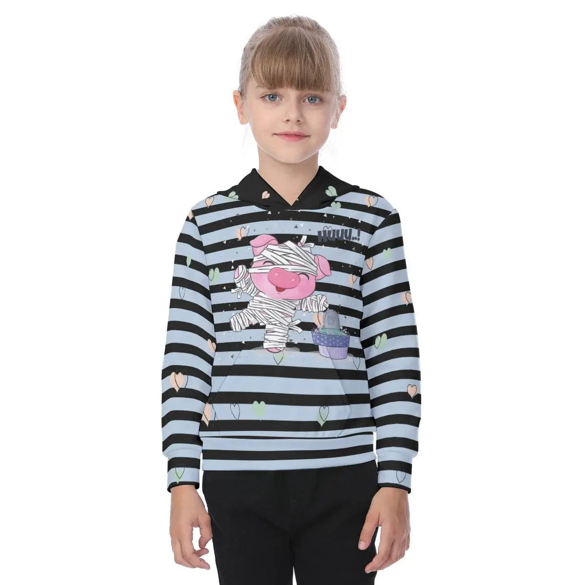 Huuu! Oversized Kids Black Blue Plaid Hoodie - IVORYNN