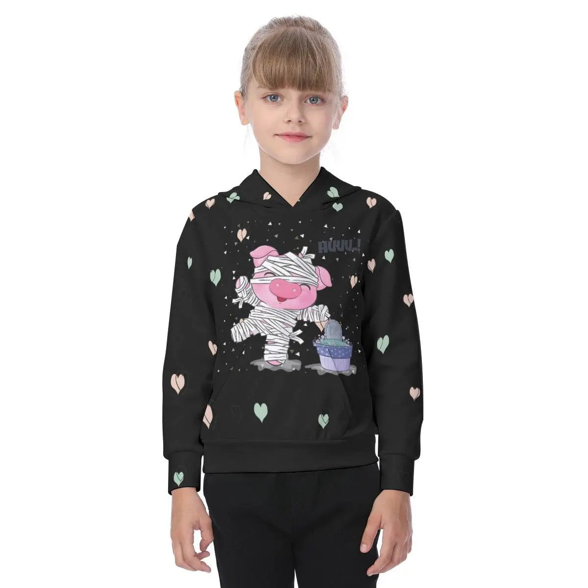 Huuu! Oversized Kids Black Hoodie - IVORYNN