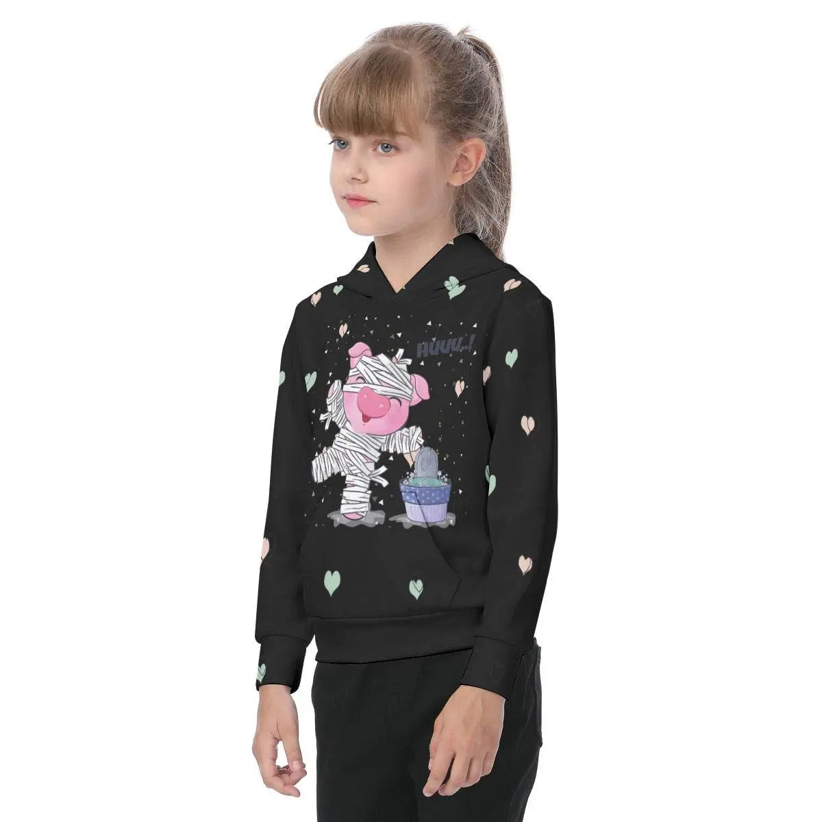 Huuu! Oversized Kids Black Hoodie - IVORYNN