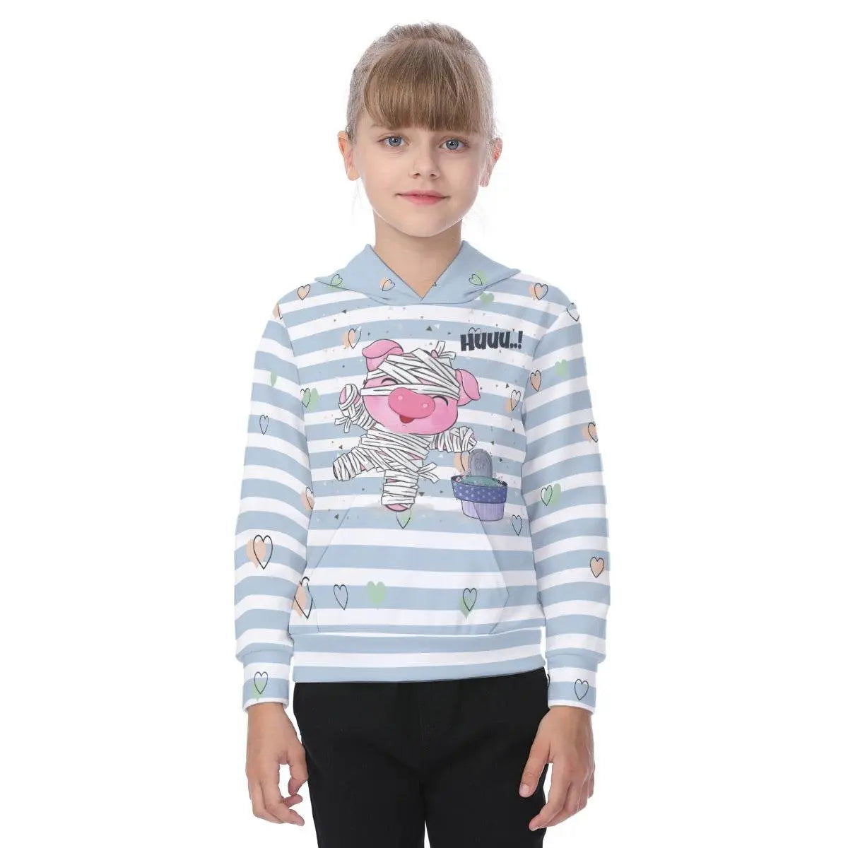 Huuu! Oversized Kids Gray Blue Hoodie - IVORYNN
