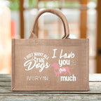 I Love You Dogs Reusable Jute Burlap Tote Bags - IVORYNN