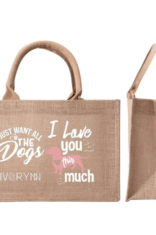 I Love You Dogs Reusable Jute Burlap Tote Bags - IVORYNN