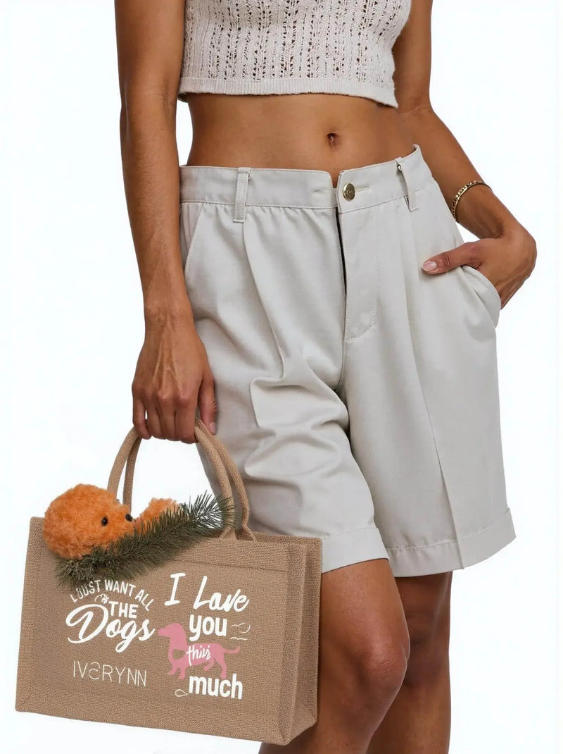 I Love You Dogs Reusable Jute Burlap Tote Bags - IVORYNN