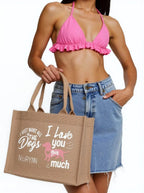 I Love You Dogs Reusable Jute Burlap Tote Bags - IVORYNN