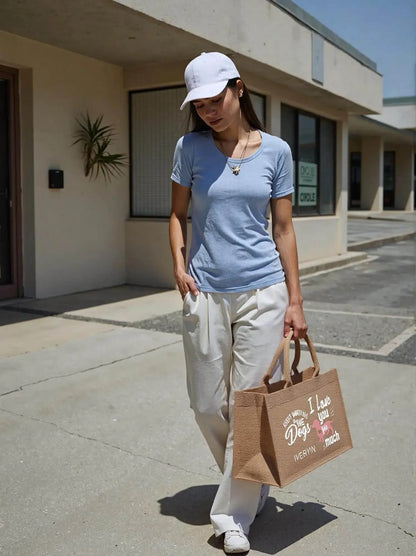 I Love You Dogs Reusable Jute Burlap Tote Bags - IVORYNN