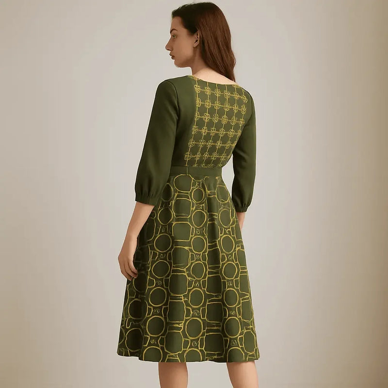 IVORY Boat Neck Belted Flared Black Dress - IVORYNN