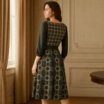 IVORY Boat Neck Belted Flared Black Dress - IVORYNN