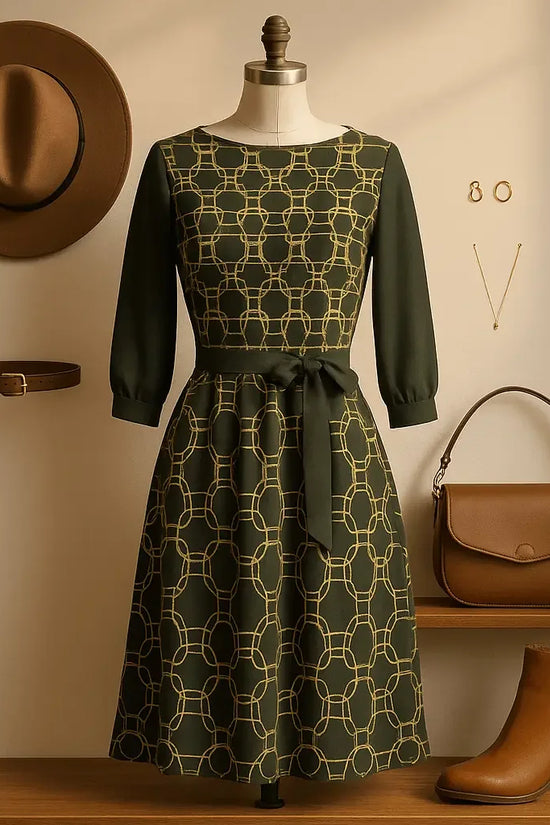 IVORY Boat Neck Belted Flared Black Dress - IVORYNN