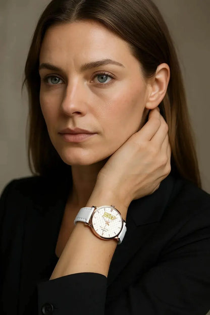 IVORYNN Automatic Watch (Rose Gold) White Leather - IVORYNN