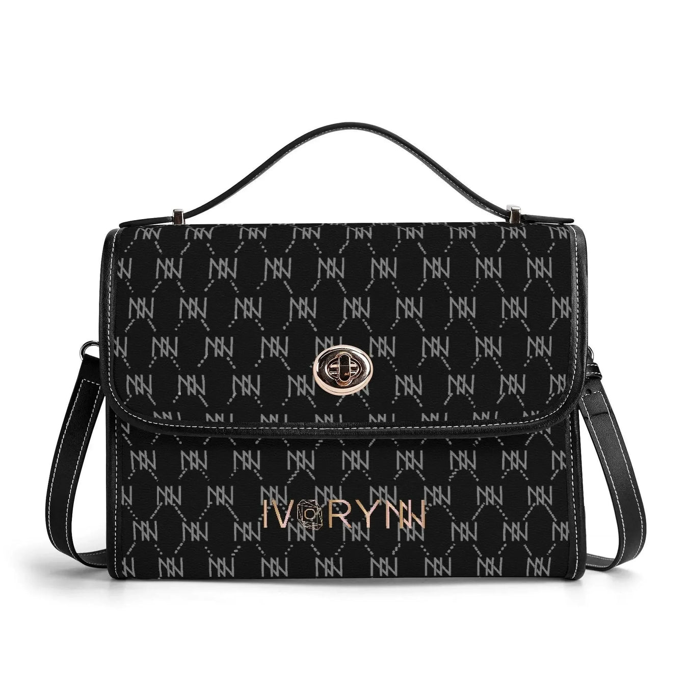 IVORYNN Golden PU Leather Satchel Bag - IVORYNN