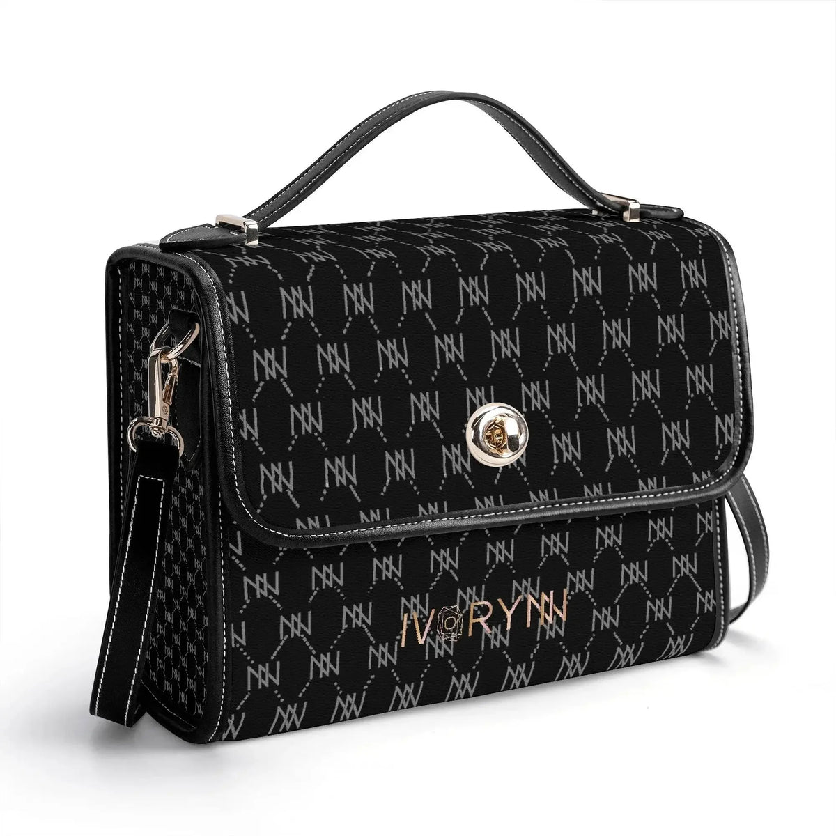 IVORYNN Golden PU Leather Satchel Bag - IVORYNN