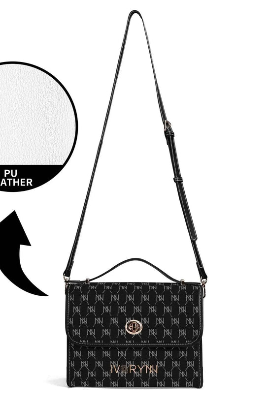 IVORYNN Golden PU Leather Satchel Bag - IVORYNN
