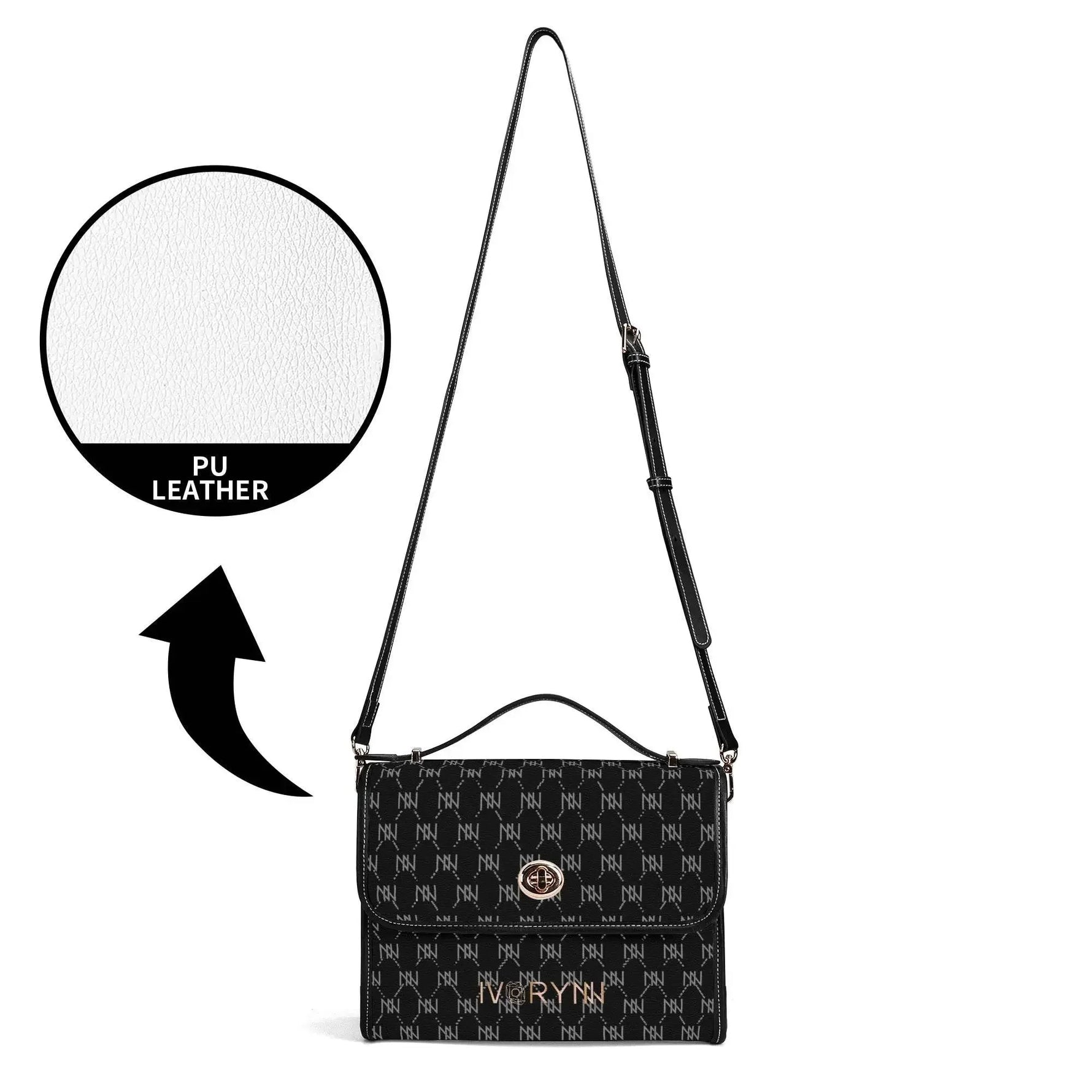 IVORYNN Golden PU Leather Satchel Bag - IVORYNN