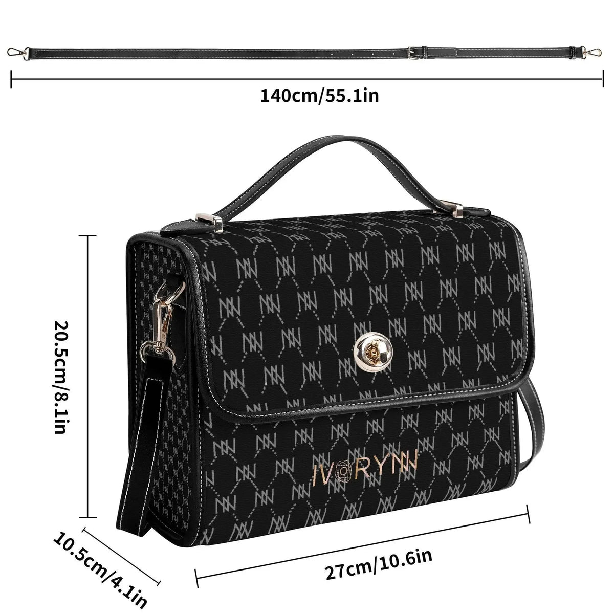 IVORYNN Golden PU Leather Satchel Bag - IVORYNN