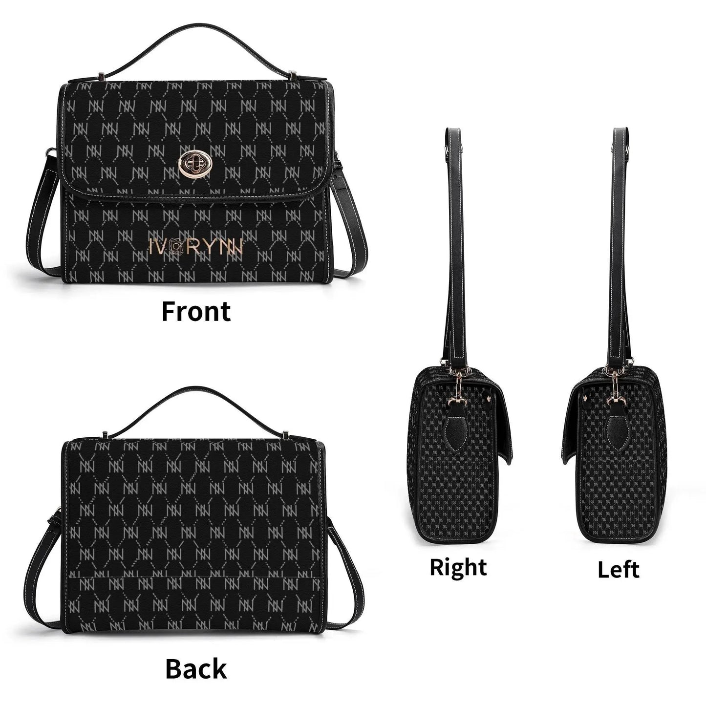 IVORYNN Golden PU Leather Satchel Bag - IVORYNN