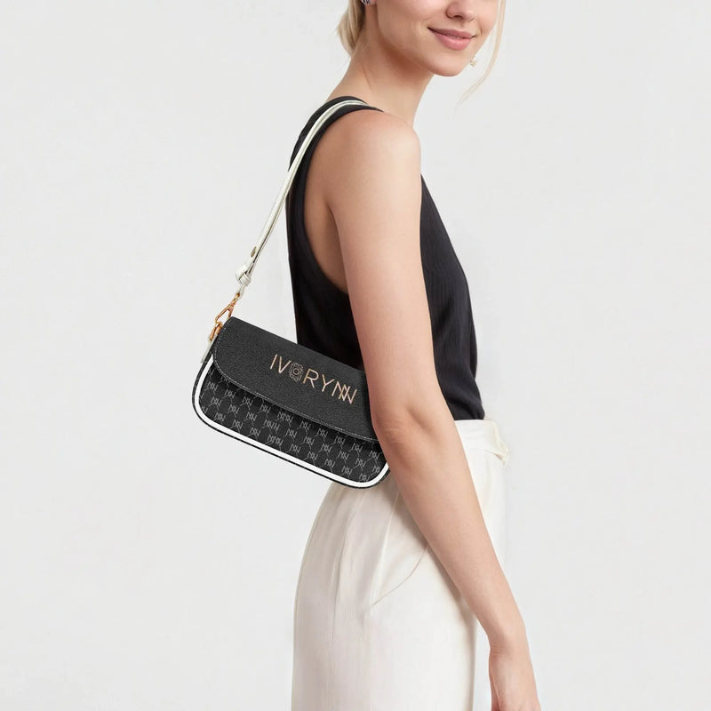 IVORYNN Leather Underarm Black Bag - IVORYNN