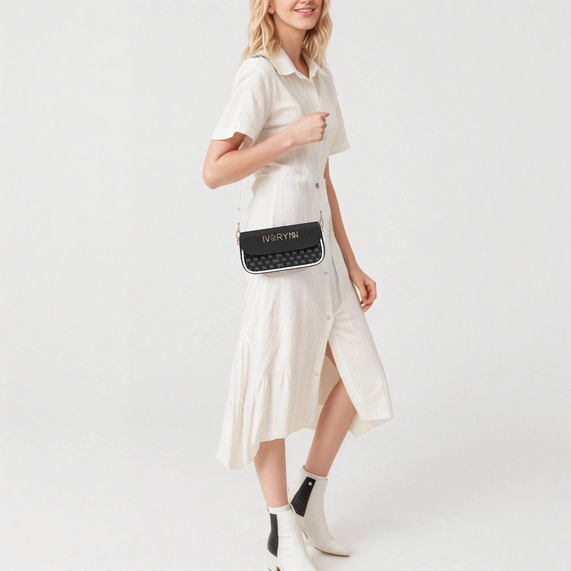 IVORYNN Leather Underarm Black Bag - IVORYNN