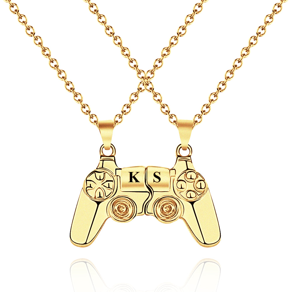 Magnetic Engraved Initials Pendant Necklace Gift for Couple