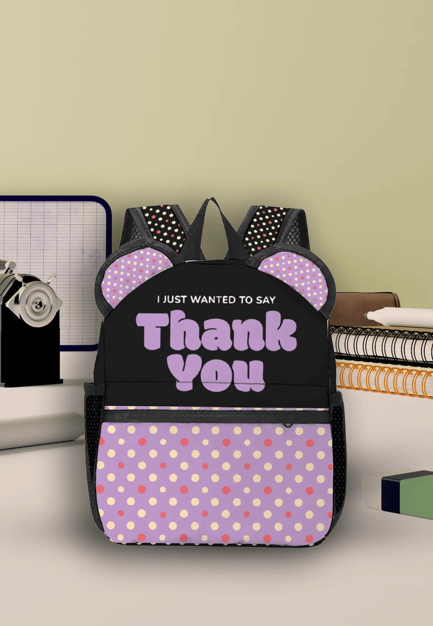 Just To Say Thank You Purple Ears Stylish School Backpack - IVORYNN