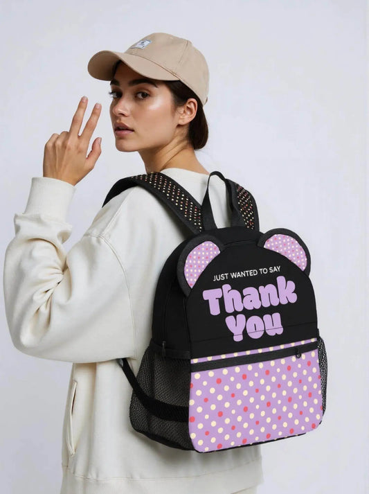 Just To Say Thank You Purple Ears Stylish School Backpack
