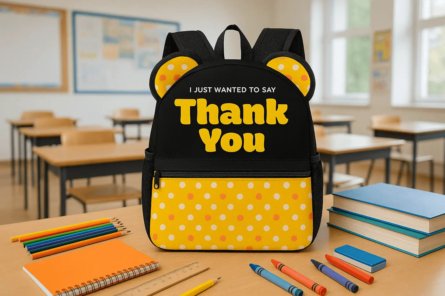 Just To Say Thank You Yellow Ears Stylish School Backpack - IVORYNN