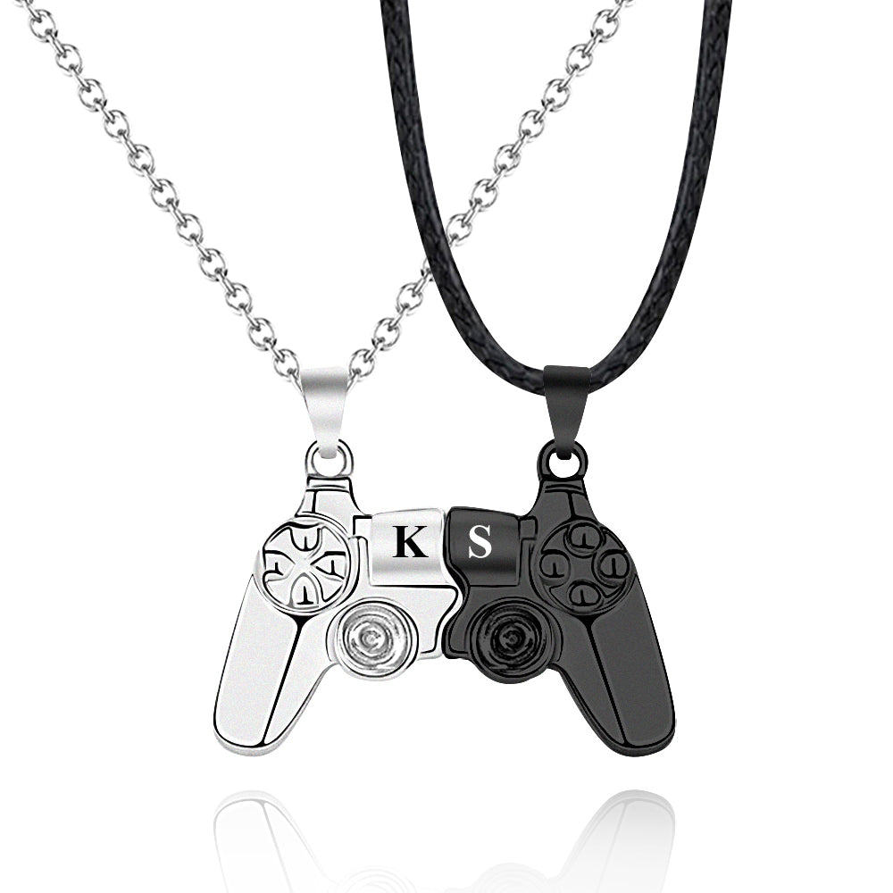 Magnetic Engraved Initials Pendant Necklace Gift for Couple