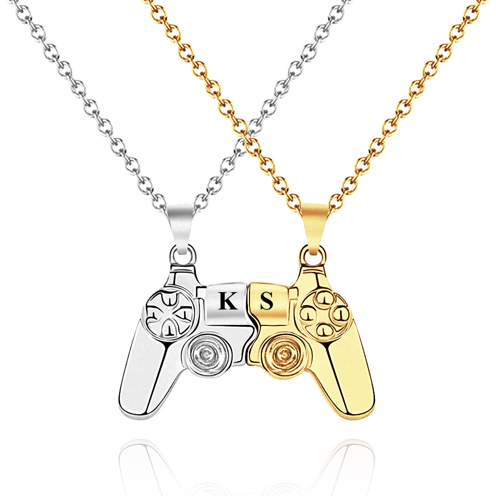 Magnetic Engraved Initials Pendant Necklace Gift for Couple