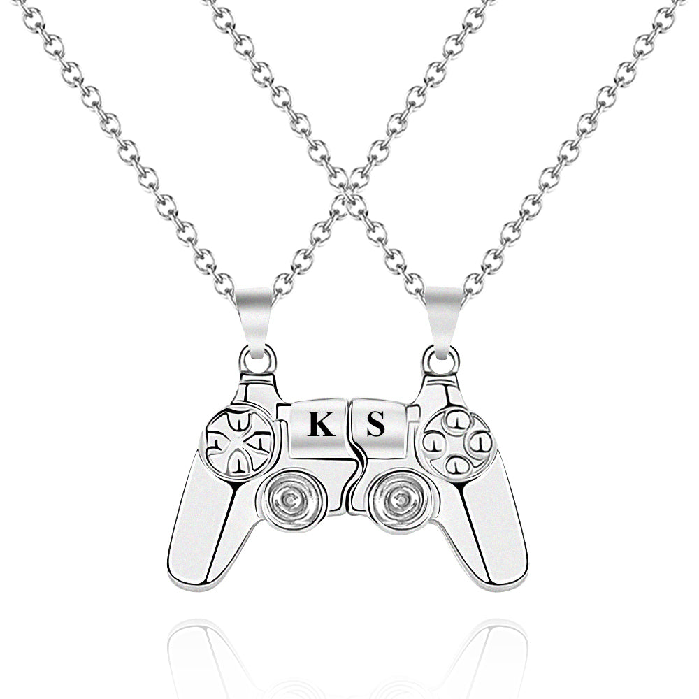Magnetic Engraved Initials Pendant Necklace Gift for Couple