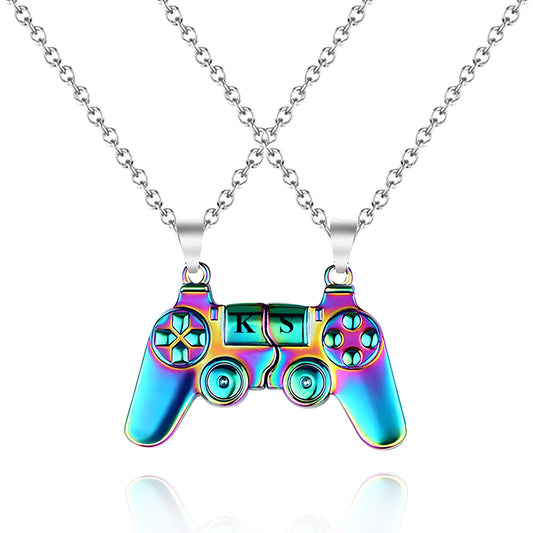 Magnetic Engraved Initials Pendant Necklace Gift for Couple