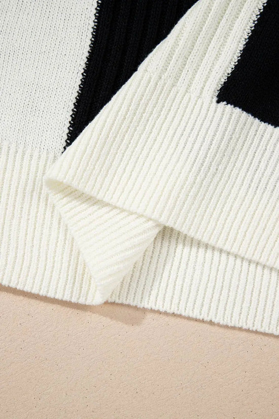 Khaki Checkered Color Block Crew Neck Short Sleeve Sweater - IVORYNN