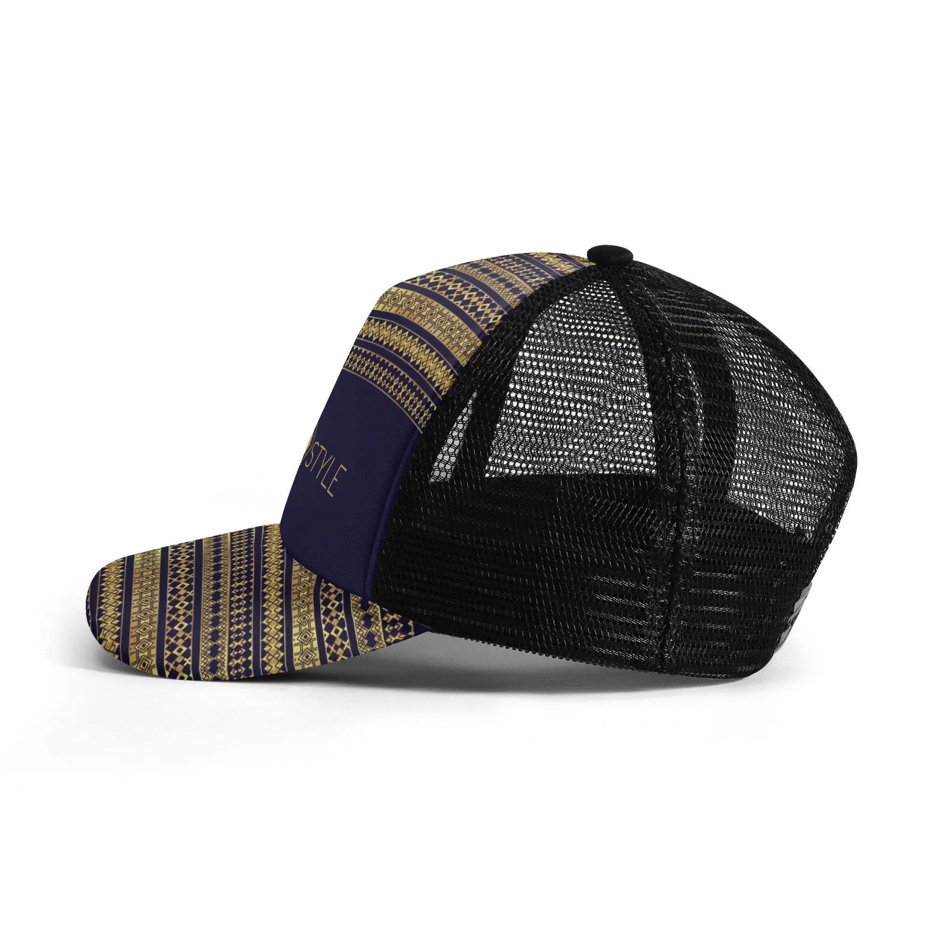 Kids Solo Pattern Mesh Trucker Dark Blue Hats - IVORYNN