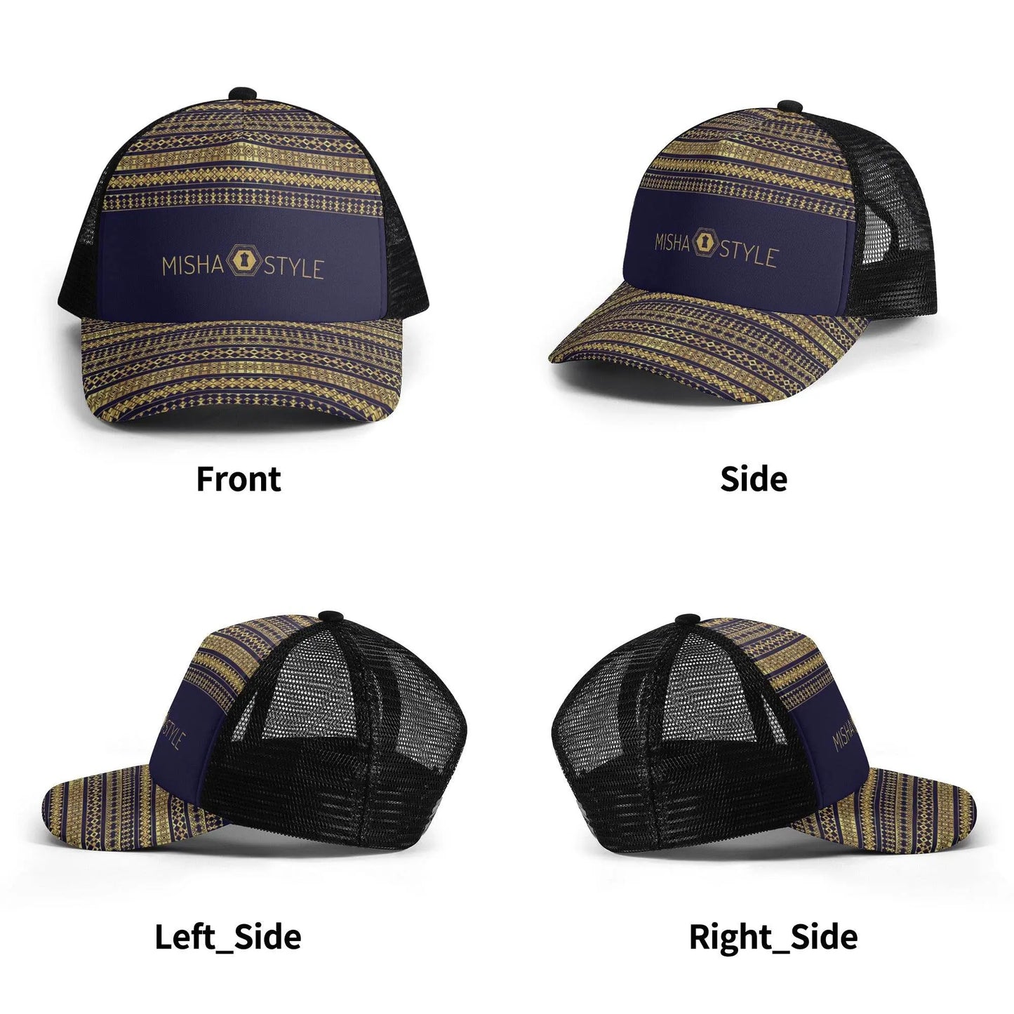 Kids Solo Pattern Mesh Trucker Dark Blue Hats - IVORYNN