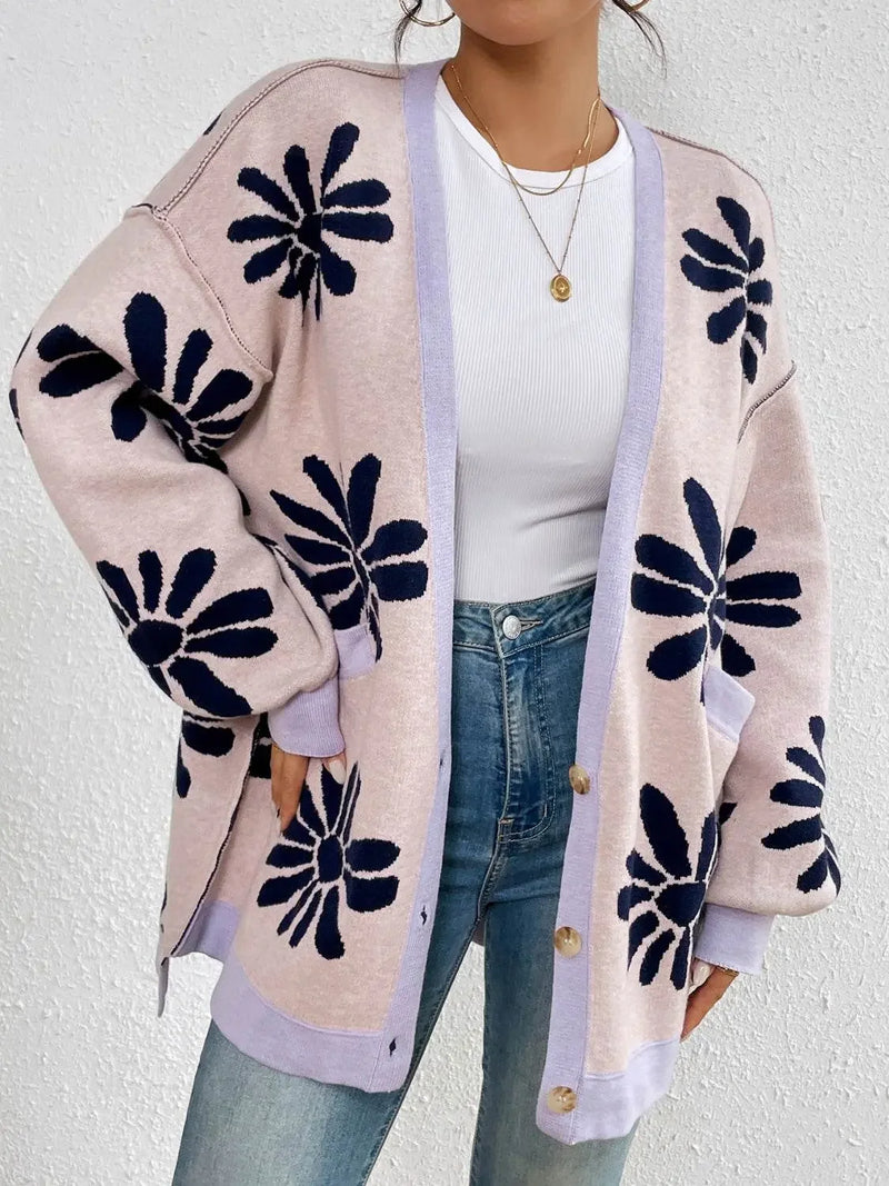 Knitted Dropped Shoulder Long Sleeve Cardigan - IVORYNN