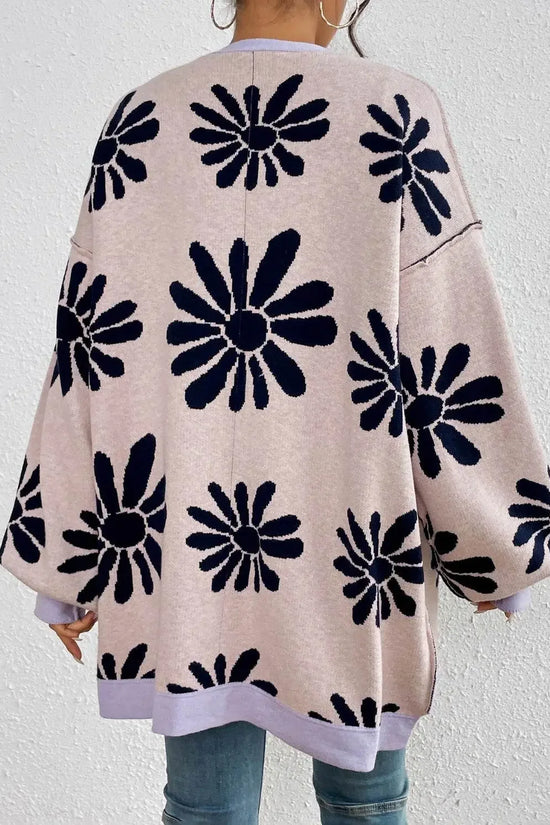 Knitted Dropped Shoulder Long Sleeve Cardigan - IVORYNN