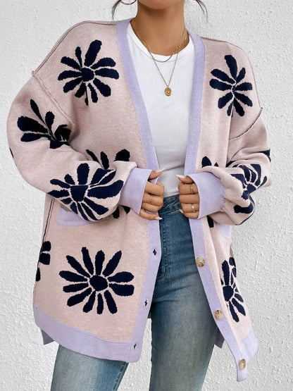 Knitted Dropped Shoulder Long Sleeve Cardigan - IVORYNN