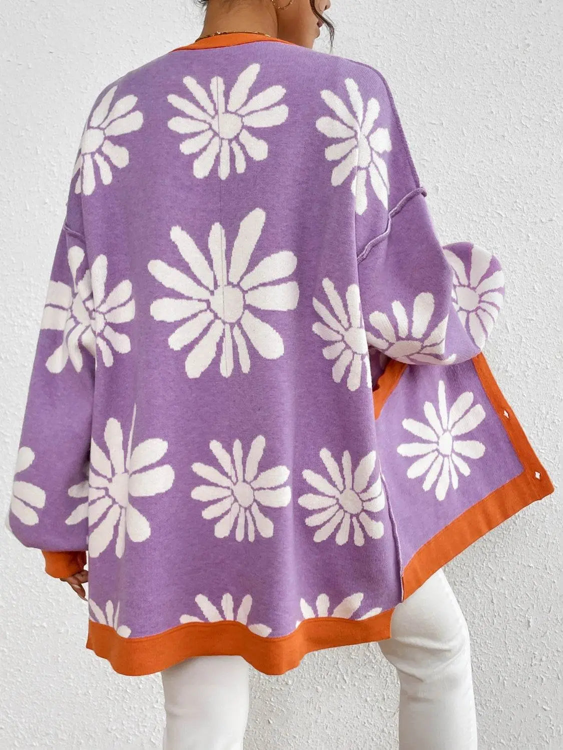 Knitted Dropped Shoulder Long Sleeve Cardigan - IVORYNN