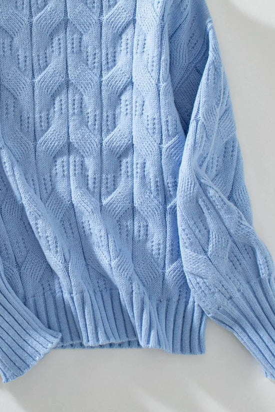 Knitted Mock Neck Long Sleeve Sweater - IVORYNN