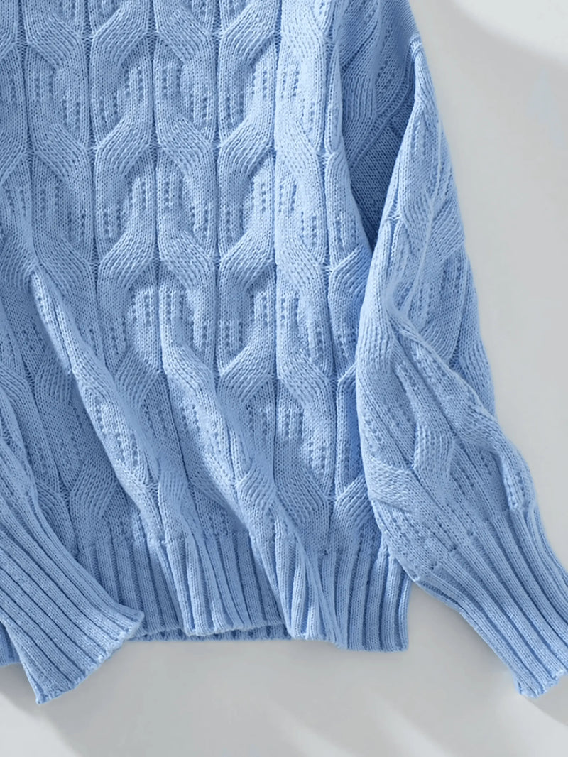 Knitted Mock Neck Long Sleeve Sweater - IVORYNN