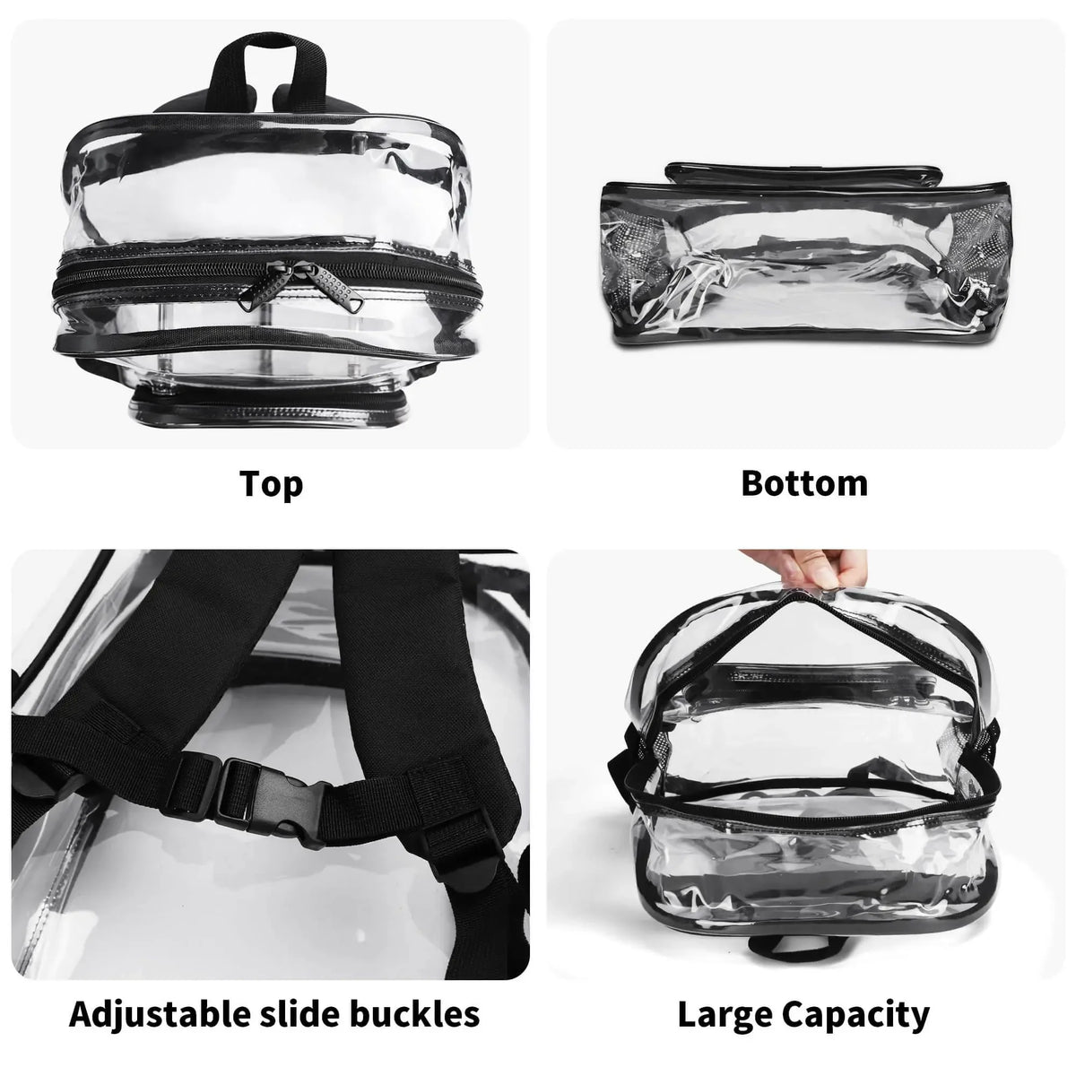 LUCAS PVC See Through Transparent Clear School Backpack - IVORYNN