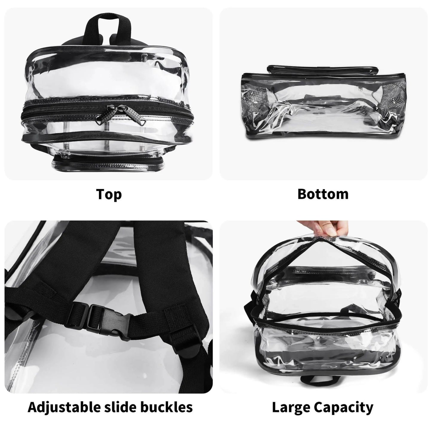 LUCAS PVC See Through Transparent Clear School Backpack - IVORYNN