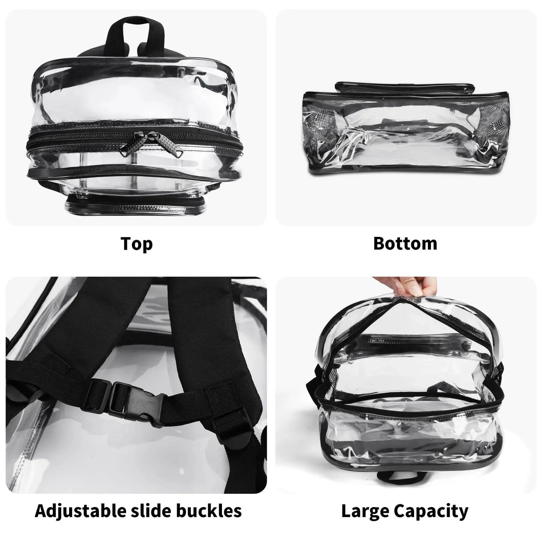 LUCAS PVC See Through Transparent Clear School Backpack - IVORYNN